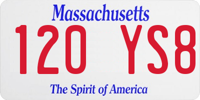 MA license plate 120YS8