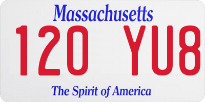 MA license plate 120YU8