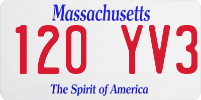 MA license plate 120YV3