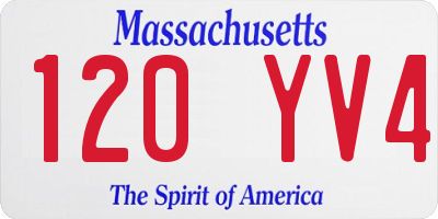MA license plate 120YV4