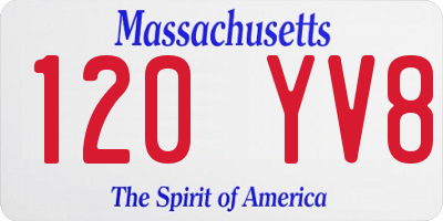 MA license plate 120YV8