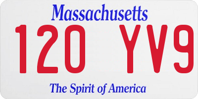 MA license plate 120YV9