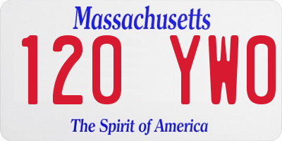 MA license plate 120YW0