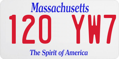 MA license plate 120YW7