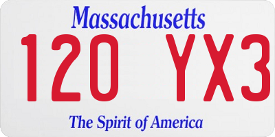 MA license plate 120YX3