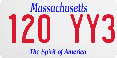 MA license plate 120YY3