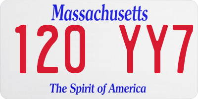 MA license plate 120YY7