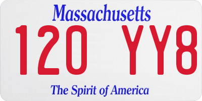 MA license plate 120YY8