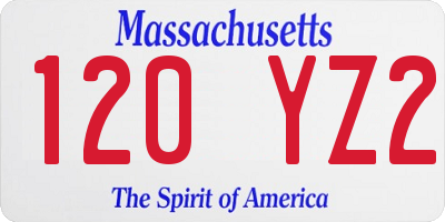 MA license plate 120YZ2