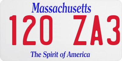 MA license plate 120ZA3