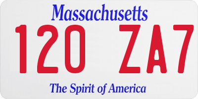 MA license plate 120ZA7