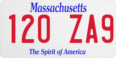 MA license plate 120ZA9