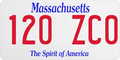 MA license plate 120ZC0
