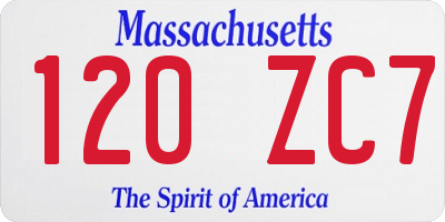 MA license plate 120ZC7