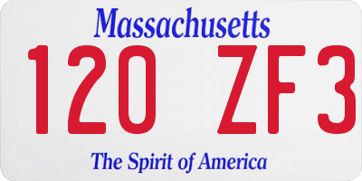 MA license plate 120ZF3