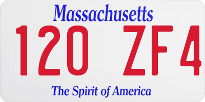 MA license plate 120ZF4
