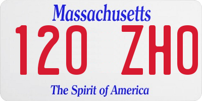 MA license plate 120ZH0