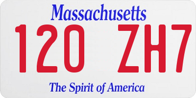 MA license plate 120ZH7