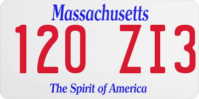 MA license plate 120ZI3
