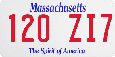 MA license plate 120ZI7
