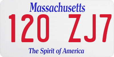 MA license plate 120ZJ7