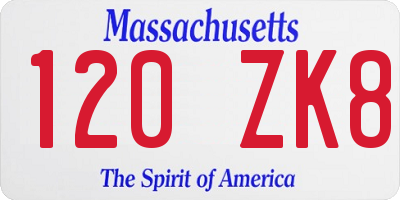 MA license plate 120ZK8