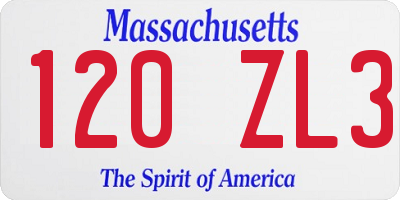 MA license plate 120ZL3