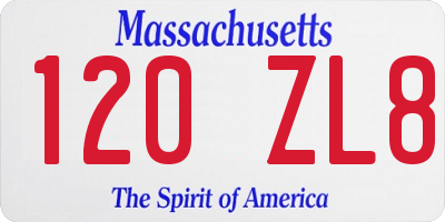 MA license plate 120ZL8