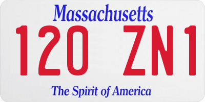 MA license plate 120ZN1