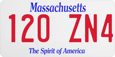 MA license plate 120ZN4