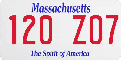 MA license plate 120ZO7