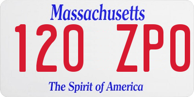 MA license plate 120ZP0