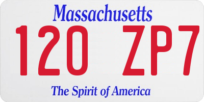 MA license plate 120ZP7