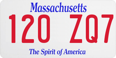MA license plate 120ZQ7