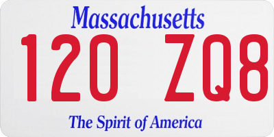 MA license plate 120ZQ8