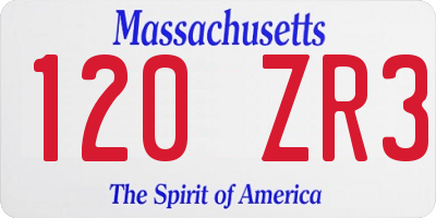 MA license plate 120ZR3