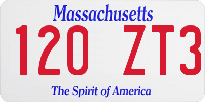 MA license plate 120ZT3