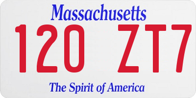 MA license plate 120ZT7
