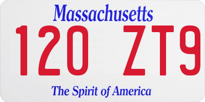 MA license plate 120ZT9