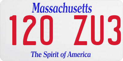 MA license plate 120ZU3