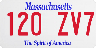 MA license plate 120ZV7