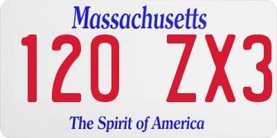 MA license plate 120ZX3