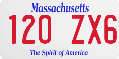 MA license plate 120ZX6