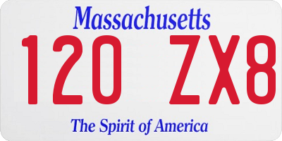 MA license plate 120ZX8