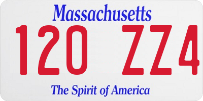 MA license plate 120ZZ4