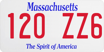 MA license plate 120ZZ6