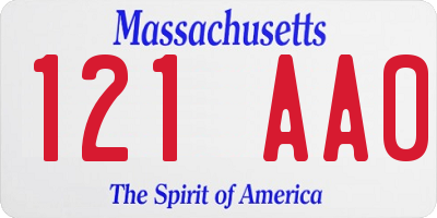 MA license plate 121AA0