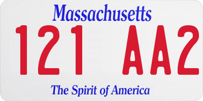 MA license plate 121AA2