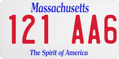 MA license plate 121AA6