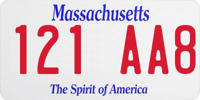 MA license plate 121AA8